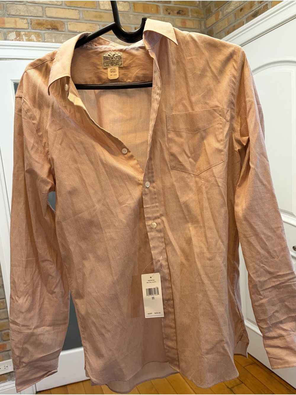 Ralph Lauren Double RL Men's Peach Stripe Dress Shirt